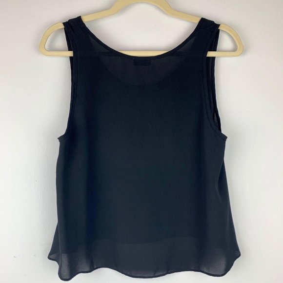 ABBELINE Basic Black Sheer Crop Top Sz m - Picture 2 of 4